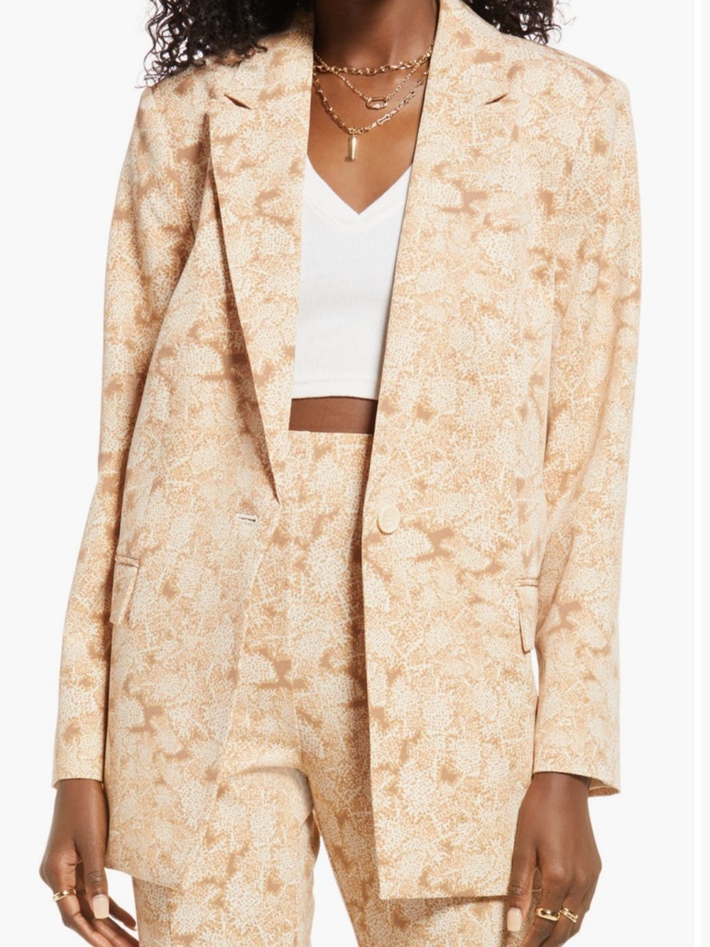 Open Edit oversize blazer tan camo snake print